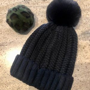 Anthropologie ribbed beanie & poms